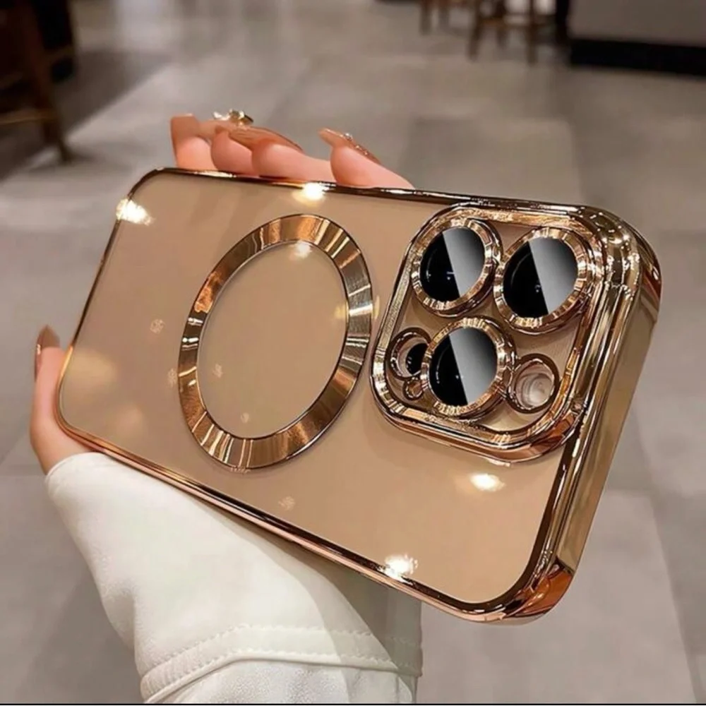 Luxury MagSafe Case for iPhone 15 Pro Max Gold Electroplated Cover Lens - Picture 5 of 5